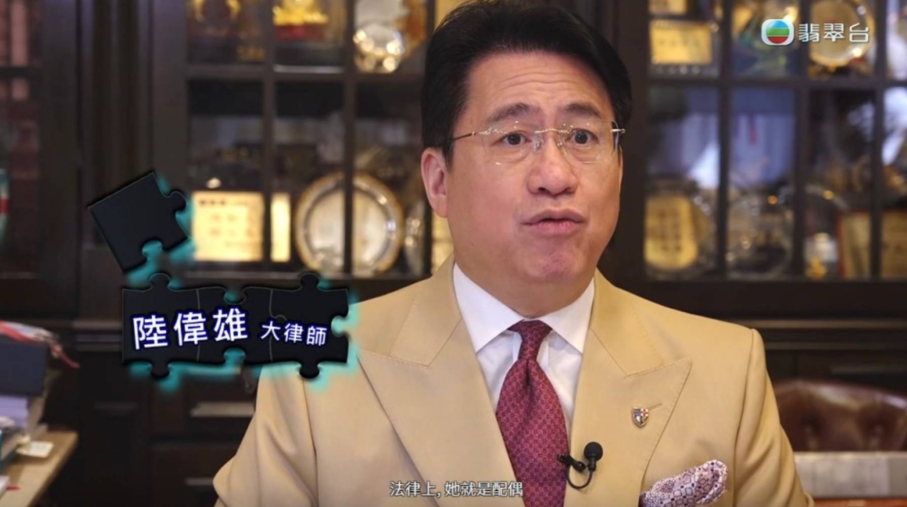 東張西望 遺產爭議 大律師陸偉雄分析指,吳婆婆在法律上是先夫遺產的合法繼承人,絕對有權繼承遺產。(圖片來源:TVB)