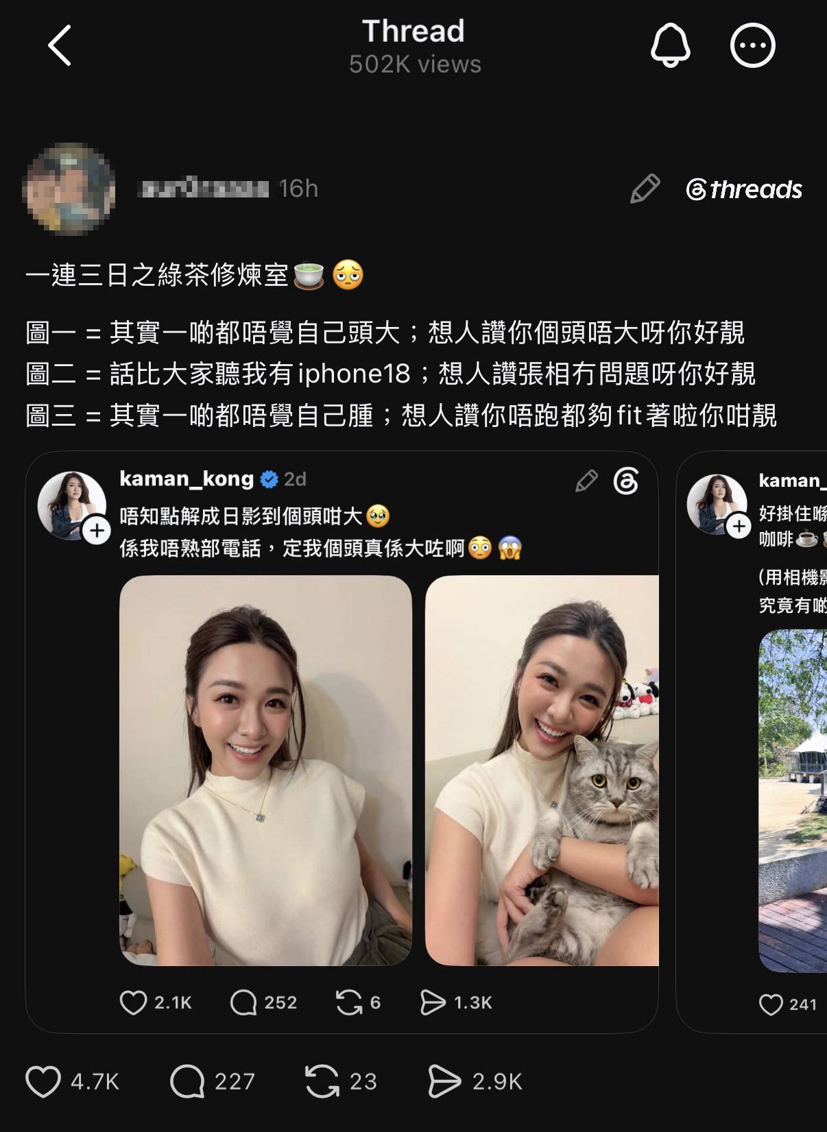 江嘉敏 綠茶教科書 (圖片來源:網民留言截圖)