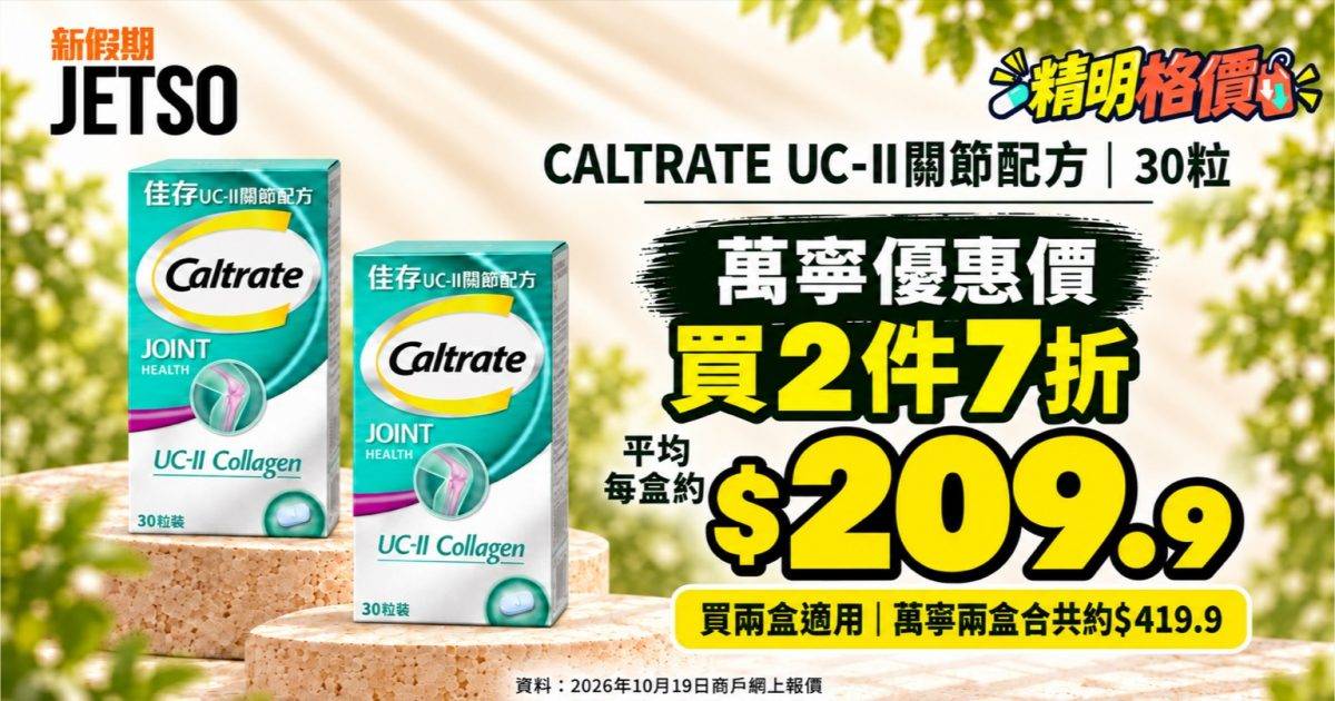 Caltrate UC-II關節配方30粒｜萬寧買2件7折 平均約$209.9