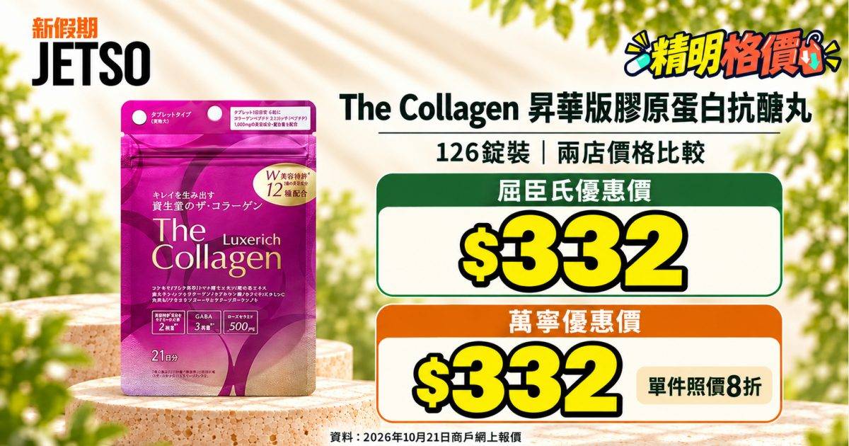 The Collagen昇華版126錠格價｜屈臣氏$332萬寧8折後同價
