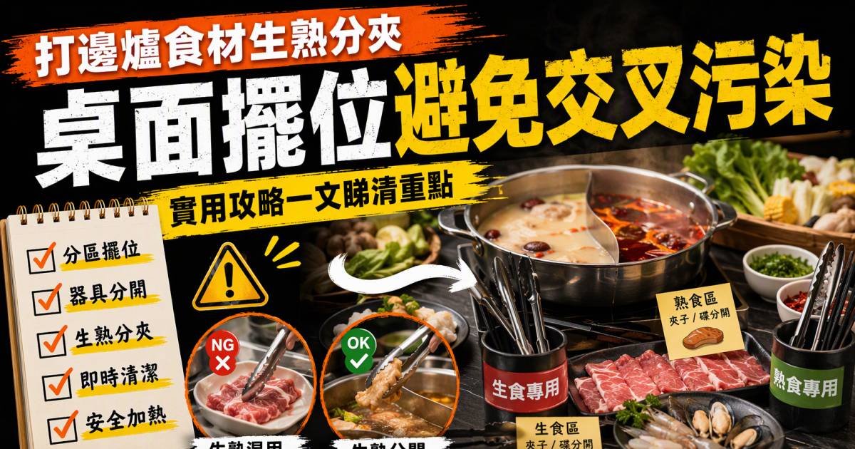 打邊爐食材生熟分夾：桌面擺位避免交叉污染