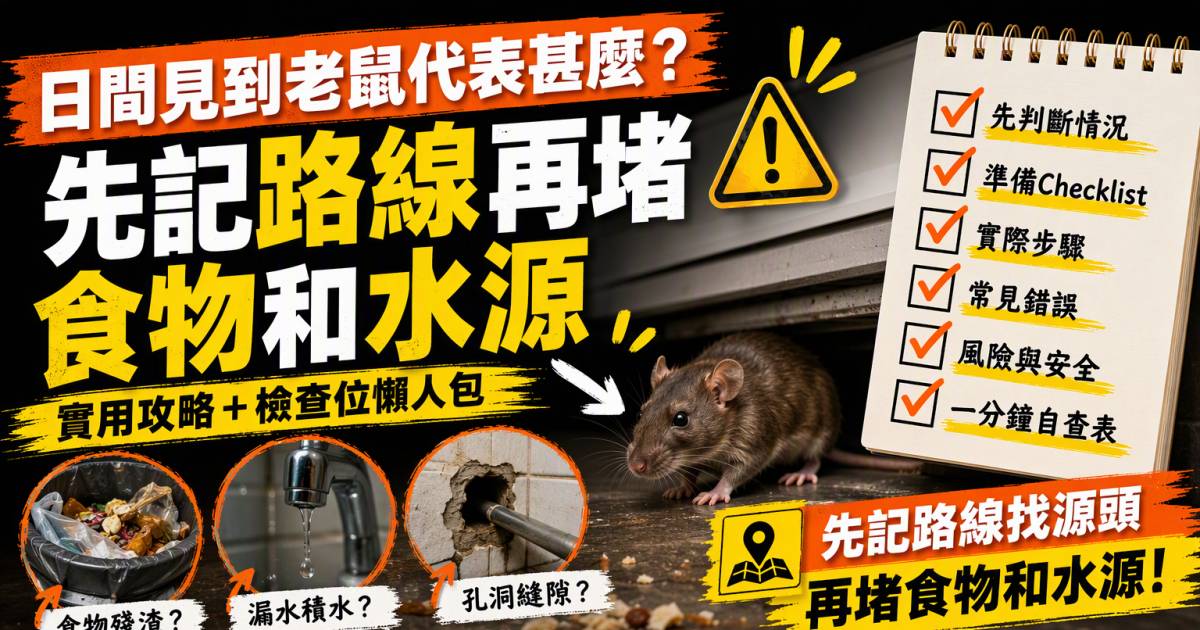 日間見到老鼠代表甚麼？先記路線再堵食物和水源