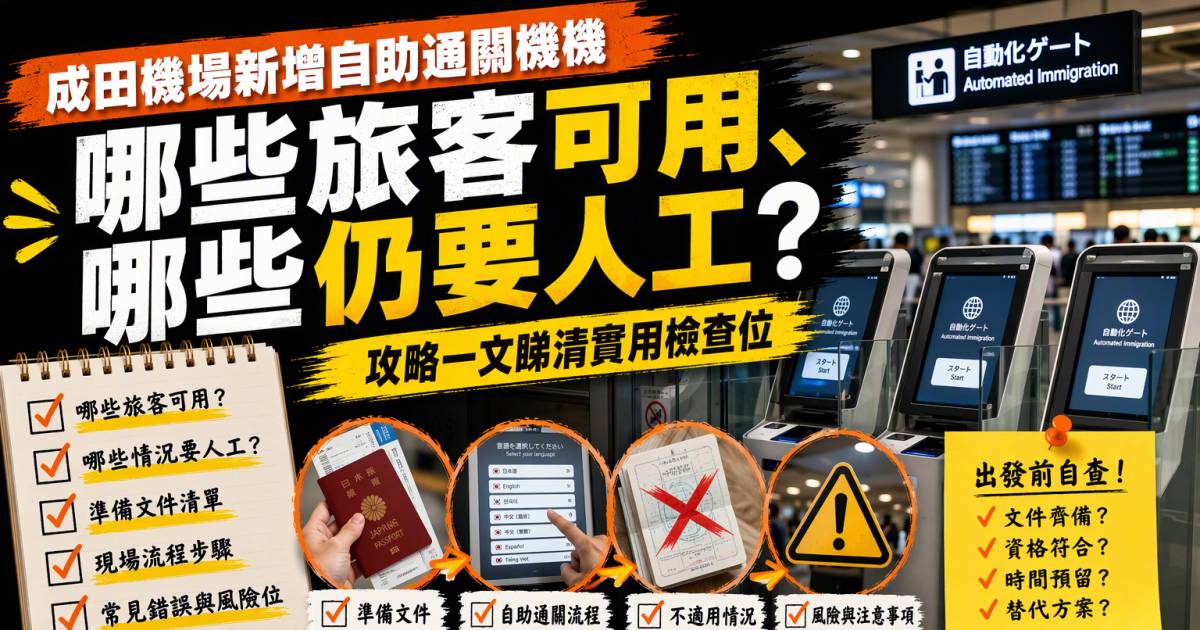 成田機場新增自助通關機：哪些旅客可用哪些仍要人工