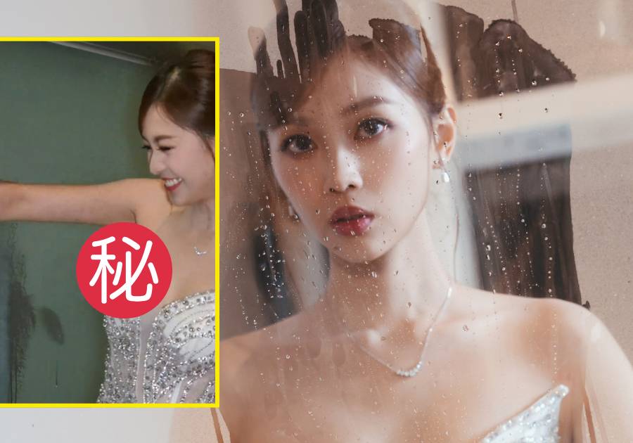 郭柏妍低胸晚裝拍片吸過萬點擊 傾前抹玻璃疑似失守露出一物